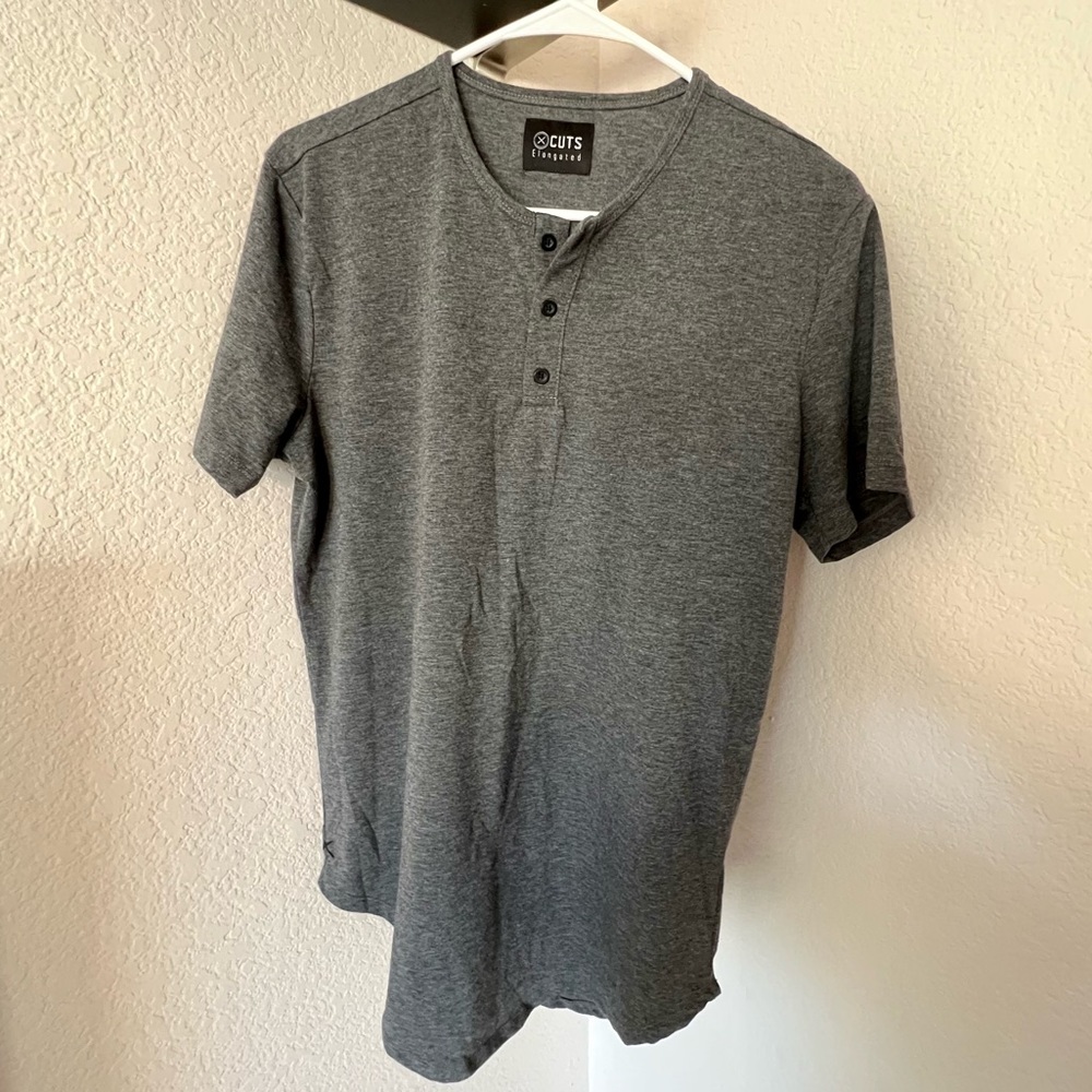 CUTS ELONGATED MENS SHIRT GRAY SZ MEDIUM